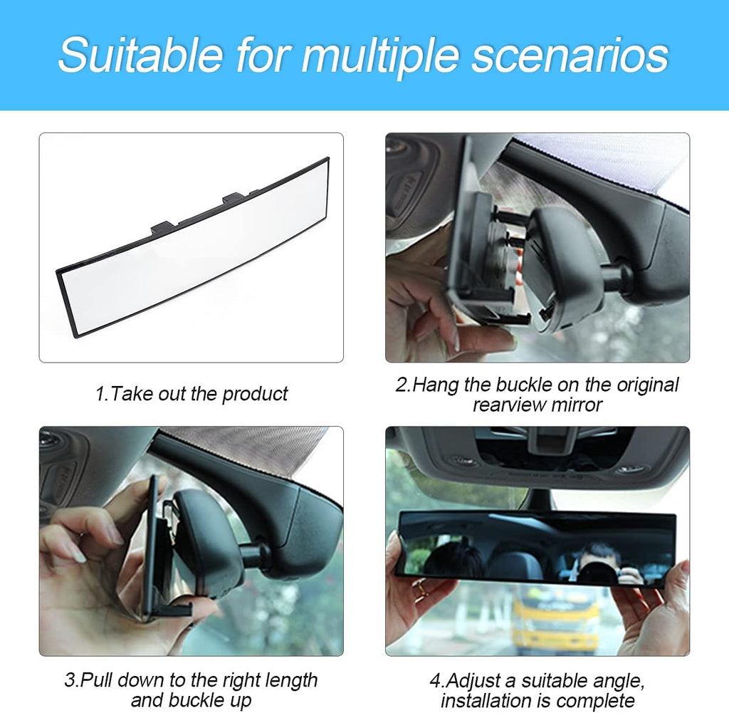 HD Wide-Angle Rearview Mirror – Universal Clip-On Panoramic Mirror