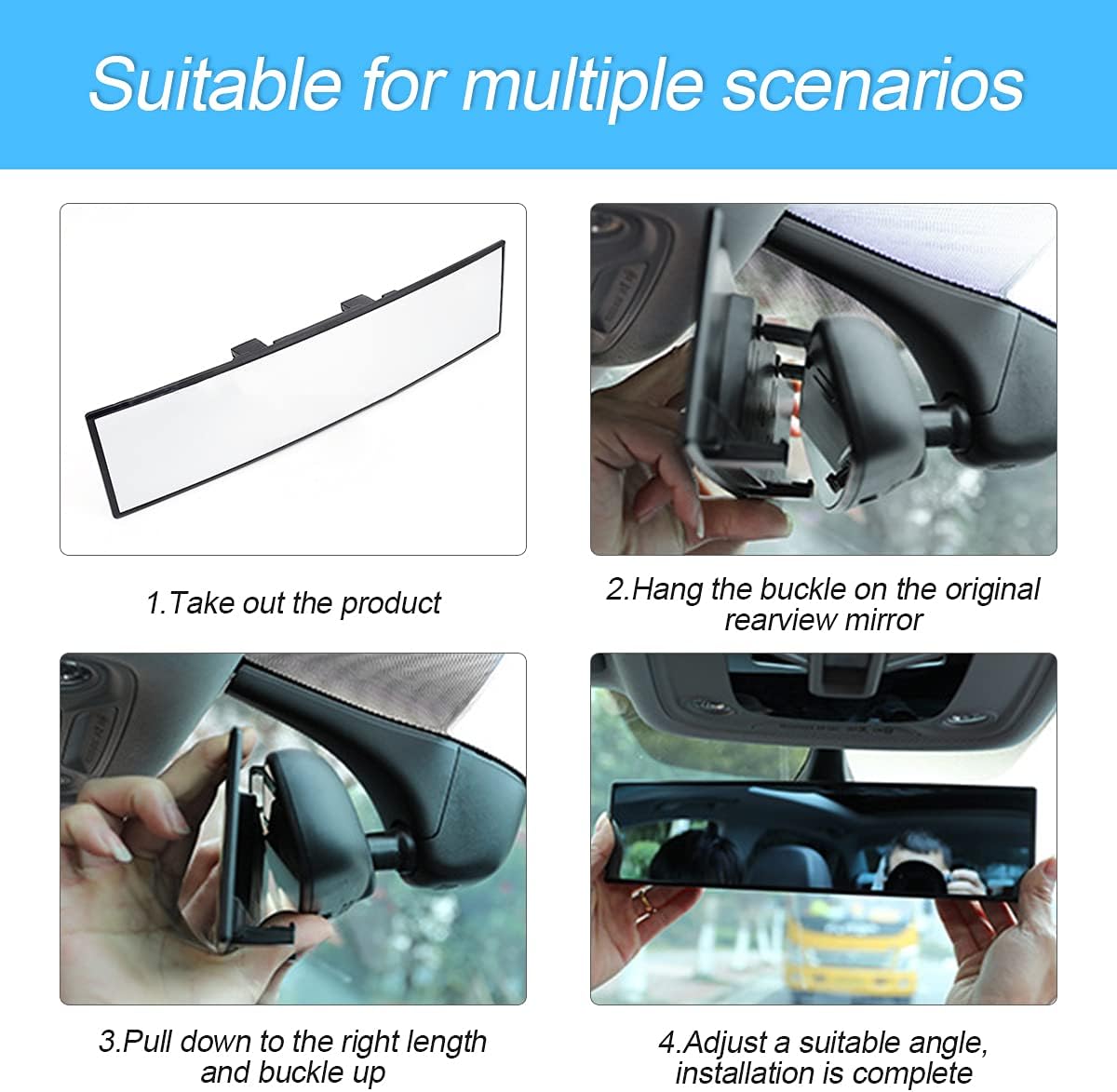 HD Wide-Angle Rearview Mirror – Universal Clip-On Panoramic Mirror