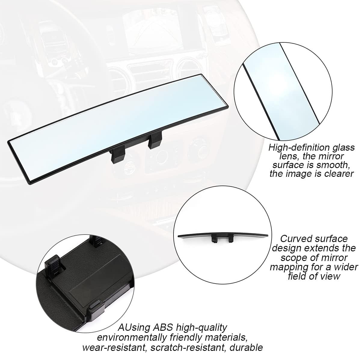 HD Wide-Angle Rearview Mirror – Universal Clip-On Panoramic Mirror