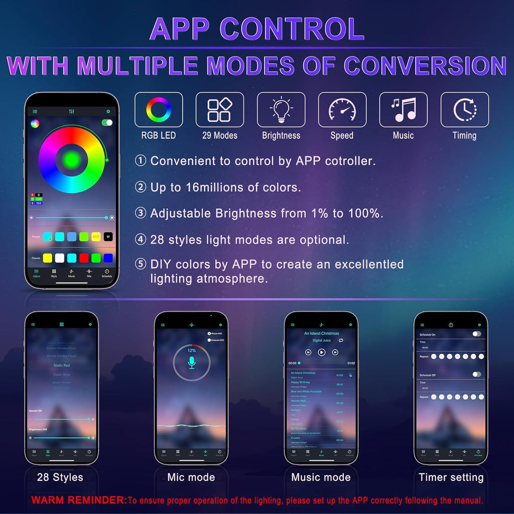 RGB Fiber Optic Interior LED Light Kit – App Controlled Ambient Lighting