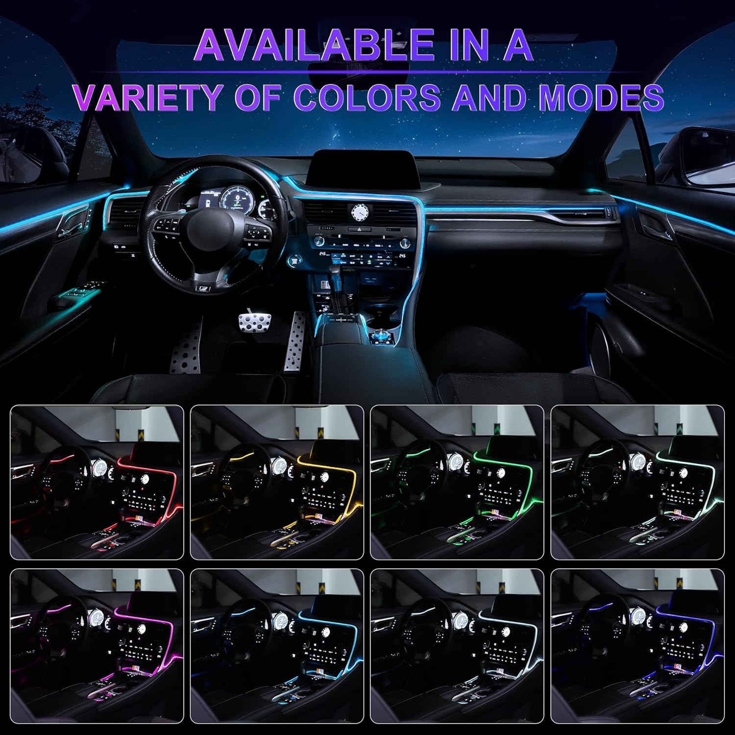 RGB Fiber Optic Interior LED Light Kit – App Controlled Ambient Lighting